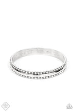 Load image into Gallery viewer, Forged Uproar White Rhinestone Bangle Bracelet Paparazzi Accessories