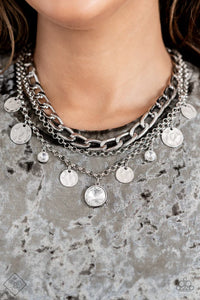 rhinestones,short necklace,white,Industrial Noise White Rhinestone Necklace