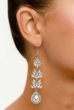 Load image into Gallery viewer, Water Lily Whimsy White Rhinestone Earrings Paparazzi Accessories