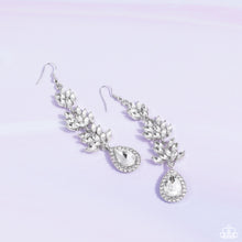 Load image into Gallery viewer, Water Lily Whimsy White Rhinestone Earrings Paparazzi Accessories