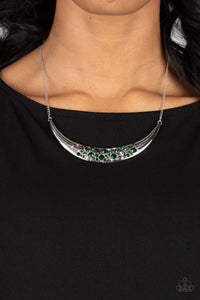 green,rhinestones,short necklace,Bejeweled Baroness - Green Rhinestone Necklace