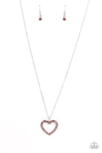 Load image into Gallery viewer, Dainty Darling - Pink Rhinestone Heart Necklace Paparazzi Accessories