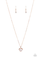Load image into Gallery viewer, Effulgently Engaged - Rose Gold Heart Rhinestone Necklace Paparazzi Accessories