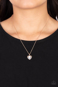 heart,hearts,rhinestones,rose gold,short necklace,Effulgently Engaged - Rose Gold Heart Rhinestone Necklace
