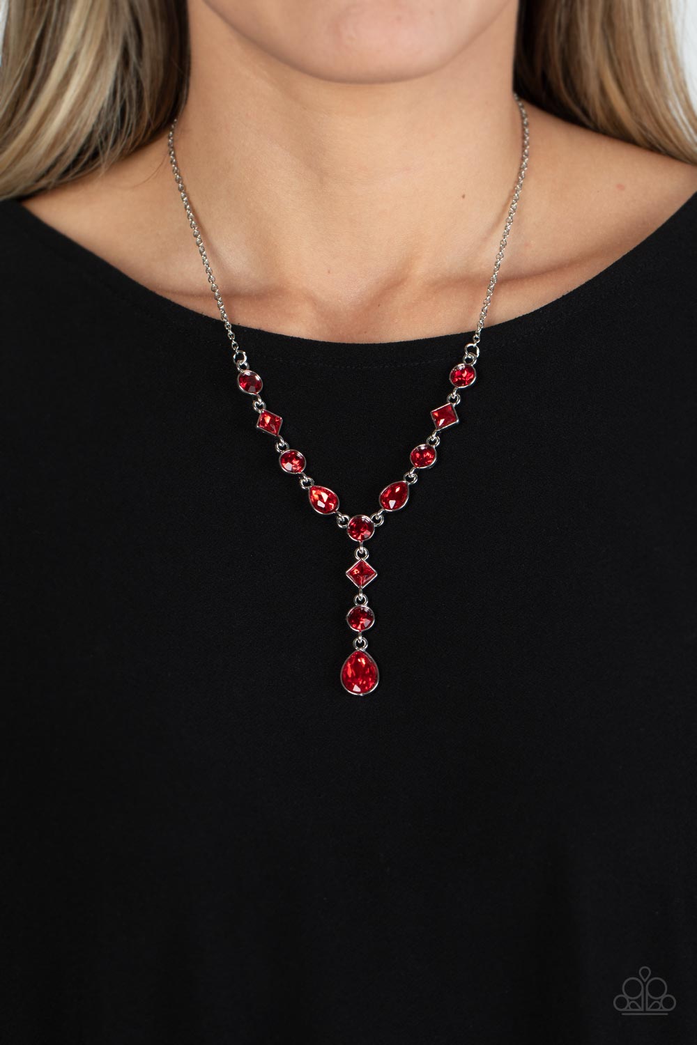 Forget the Crown - Red Rhinestone Necklace Paparazzi Accessories