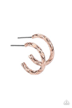 Load image into Gallery viewer, Triumphantly Textured - Rose Gold Hoop Earrings Paparazzi Accessories
