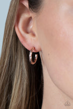 Load image into Gallery viewer, Triumphantly Textured - Rose Gold Hoop Earrings Paparazzi Accessories