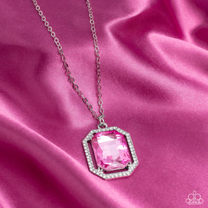 pink,rhinestones,short necklace,Galloping Gala - Pink Rhinestone Necklace