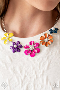 fashion fix,floral,rhinestones,short necklace,Floral Reverie - Multi Floral Necklace