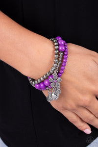 floral,purple,stone,stretchy,Individual Inflorescence - Purple Stone Stretchy Bracelets