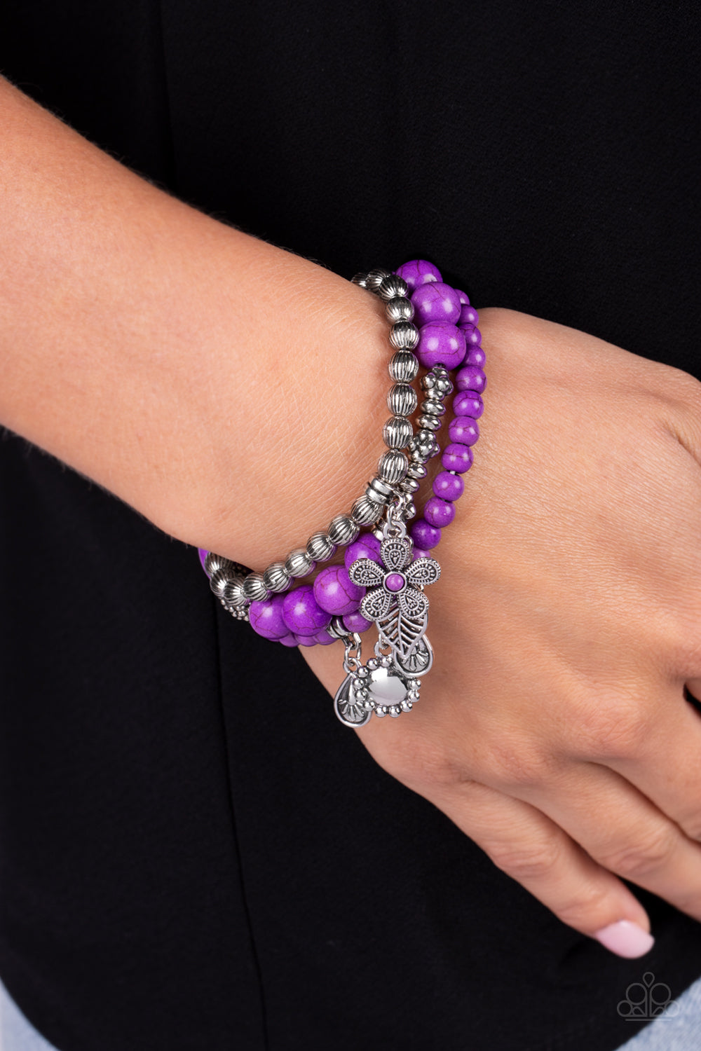 Individual Inflorescence - Purple Stone Stretchy Bracelets Paparazzi Accessories