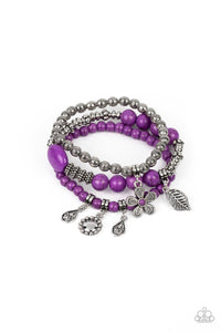 floral,purple,stone,stretchy,Individual Inflorescence - Purple Stone Stretchy Bracelets