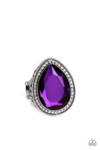 purple,rhinestones,wide back,Illuminated Icon - Purple Rhinestone Ring