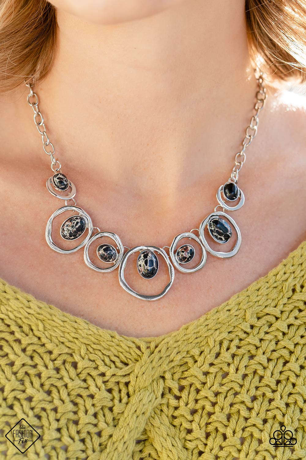 Marble Medley Black Stone Necklace Paparazzi Accessories