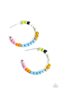 hoops,multi,seed bead,Multicolored Mambo - Multi Seed Bead Hoop Earrings