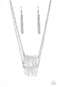 short necklace,stone,white,Crystal Catwalk - White Necklace