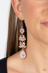 copper,fishhook,rhinestones,Water Lily Whimsy - Copper Rhinestone Earrings