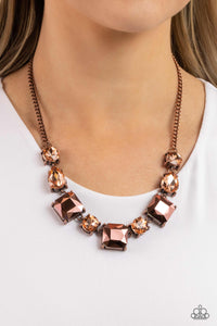 copper,rhinestones,short necklace,Elevated Edge - Copper Rhinestone Necklace