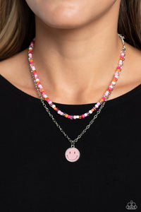 pink,seed bead,short necklace,High School Reunion - Pink Necklace