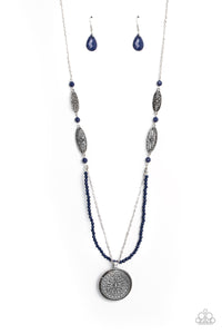 blue,floral,long necklace,Garden of Grace - Blue Necklace