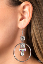 Load image into Gallery viewer, Geometric Glam - White Rhinestone Earrings Paparazzi Accessories