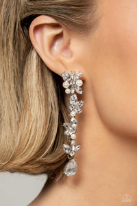 pearls,post,rhinestones,white,LIGHT at the Opera - White Pearl Rhinestone Post Earrings