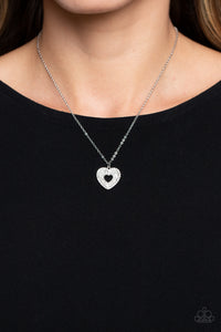 hearts,rhinestones,short necklace,Romantic Retreat - White Rhinestone Heart Necklace