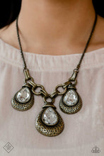 Load image into Gallery viewer, Built Beacon Brass Rhinestone Necklace Paparazzi Accessories