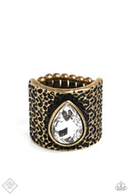 Load image into Gallery viewer, Singed Shape Brass Rhinestone Ring Paparazzi Accessories