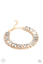 Load image into Gallery viewer, Darling Debutante Gold Rhinestone Bracelet Paparazzi Accessories