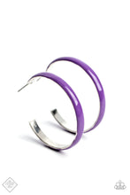 Load image into Gallery viewer, Groovy Glissando Purple Hoop Earrings Paparazzi Accessories