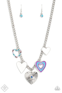 hearts,multi,purple,short necklace,Retro Rhapsody Multi Heart Charm Necklace
