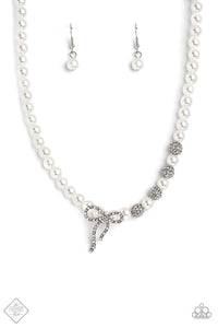 pearls,rhinestones,short necklace,white,Classy Cadenza White Pearl Necklace