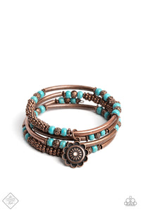 blue,coil,copper,crackle stone,turquoise,Badlands Bunch Copper Coil Bracelet