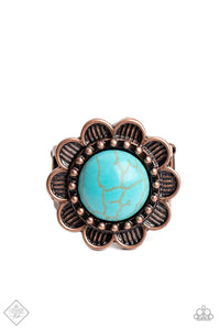 blue,copper,crackle stone,turquoise,wide back,Backwoods Band Copper Turquoise Stone Ring