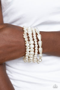 pearls,stretchy,white,Gossip PEARL - White Pearl Stretchy Bracelet