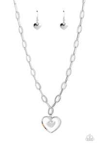hearts,multi,rhinestones,short necklace,Refulgent Romance - Multi Heart Rhinestone Necklace