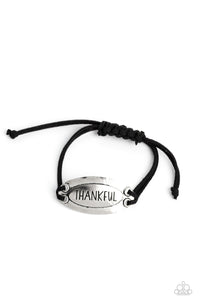 black,inspirational,pull-tie,Thankful Tidings - Black Pull-Tie Bracelet