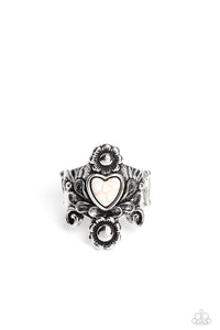 crackle stone,Hearts,white,Wide Back,Trailblazing Tribute - White Stone Heart Ring