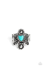 Load image into Gallery viewer, Trailblazing Tribute - Blue Stone Heart Ring Paparazzi Accessories