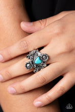 Load image into Gallery viewer, Trailblazing Tribute - Blue Stone Heart Ring Paparazzi Accessories