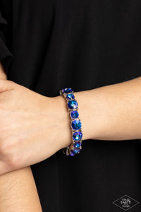 blue,oil spill,rhinestones,stretchy,Born To Bedazzle - Blue Rhinestone Stretchy Bracelet