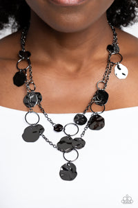 gunmetal,short necklace,Hammered Horizons - Black Gunmetal Necklace