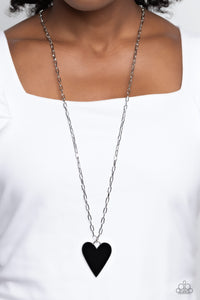 black,hearts,long necklace,Subtle Soulmate - Black Heart Necklace
