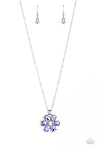 floral,purple,rhinestones,short necklace,Fancy Flower Girl - Purple Rhinestone Necklace