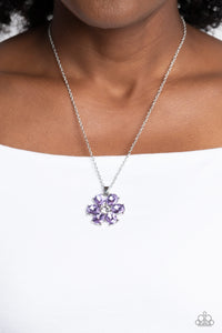 floral,purple,rhinestones,short necklace,Fancy Flower Girl - Purple Rhinestone Necklace