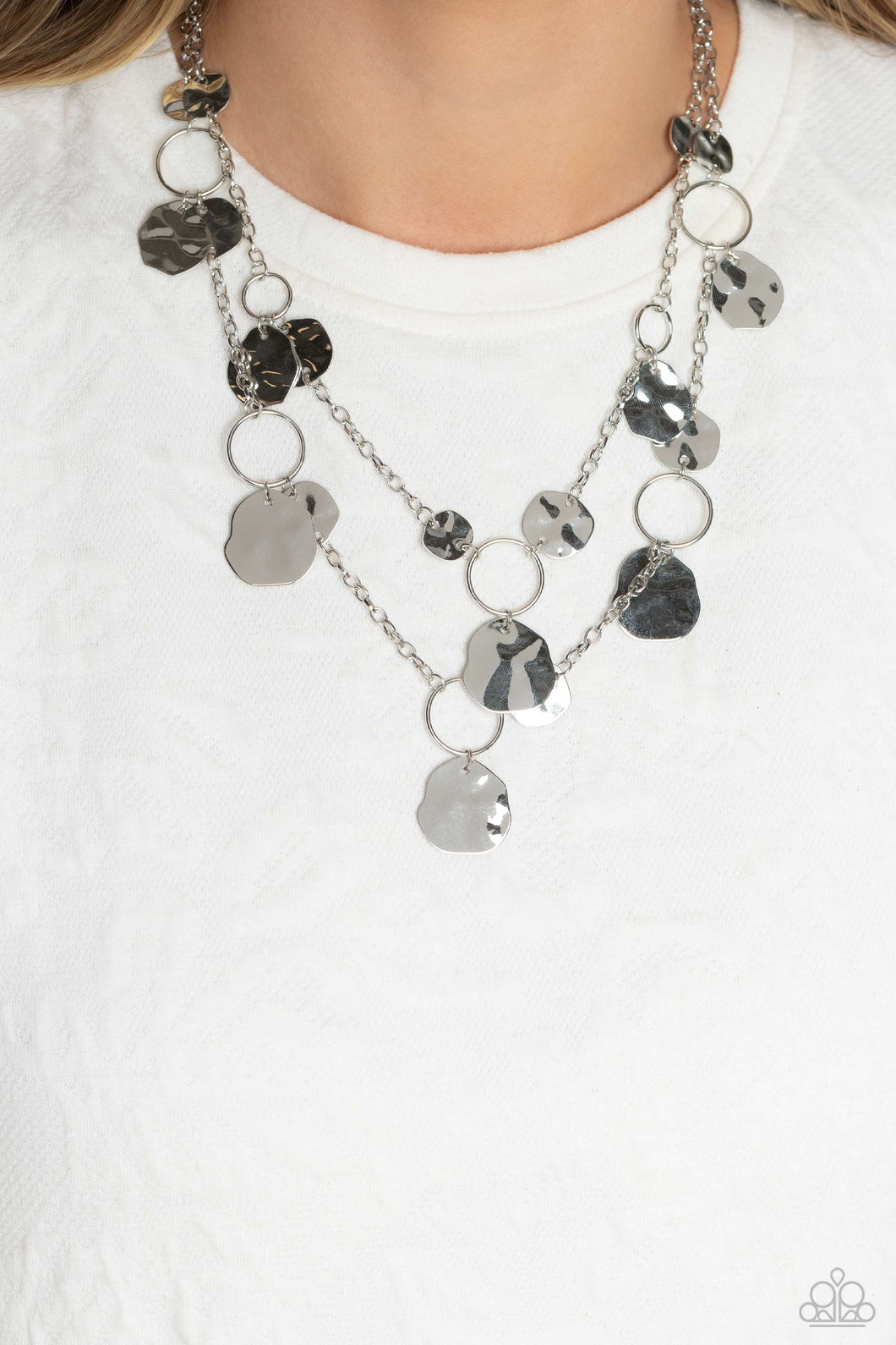 Hammered Horizons - Silver Necklace Paparazzi Accessories
