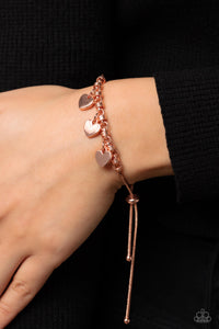 copper,hearts,Sliding Bead,Romance Tale - Copper Heart Lariat Bracelet
