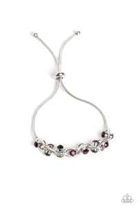 purple,rhinestones,sliding bead,Intertwined Illusion - Purple Rhinestone Lariat Bracelet