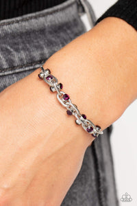 purple,rhinestones,sliding bead,Intertwined Illusion - Purple Rhinestone Lariat Bracelet